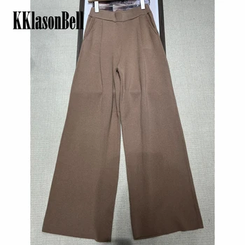 10.14 KKlasonBell Винтажные свободные женские шерстяные брюки с высокой талией и широкими штанинами