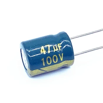 10 шт./лот высокочастотный низкоомный алюминиевый электролитический конденсатор 100 В 47 мкФ размер 8*12 47 МКФ 20%