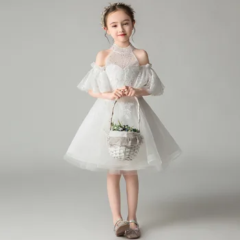 2023 новое платье для девочки в цветочек, свадебное платье для маленькой девочки, детское платье принцессы, пышная рубашка на день рождения, костюм ведущего, лето