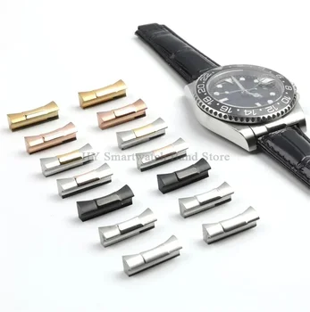 2шт Изогнутое концевое звено из нержавеющей стали 20 мм, концевое звено для ремешка часов Rolex Submariner, Резиновый кожаный ремешок для часов, бесшовное соединение