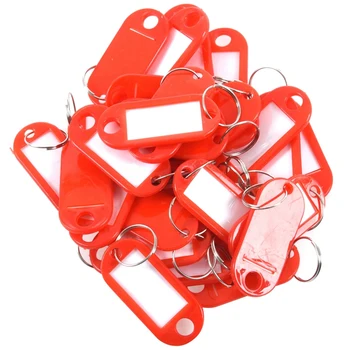 30 пластиковых держателей для ключей для багажа с удостоверениями личности-Брелоки с табличкой с именем, цвет: красный