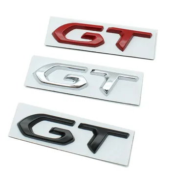 3D Металлические буквы GT Значок заднего багажника, Эмблема, Наклейка с логотипом автомобиля, наклейки для аксессуаров Kia Peugeot Renault Hyundai Ford VW