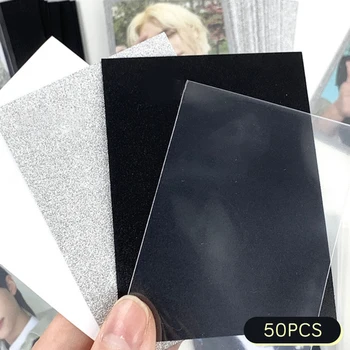 50ШТ Флэш-однотонная прозрачная пленка для открыток, устойчивая к царапинам, рукав для открыток, Фотокарточки Idol, Защитная сумка для хранения, Канцелярские принадлежности
