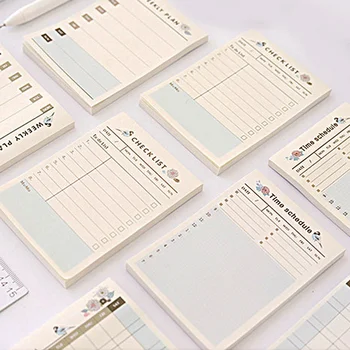 60 Листов простых блокнотов для заметок Kawaii Sticky Notes Самоклеящийся ежедневник Контрольный список времени Блокноты для заметок Канцелярские принадлежности