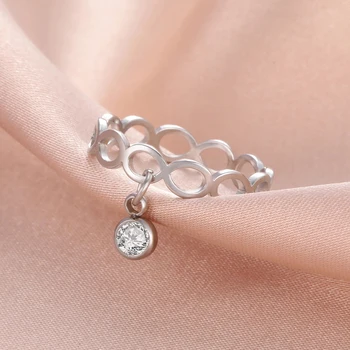 COOLTIME Kpop Прозрачное кольцо с подвеской из циркона для женщин, цепочка в виде сердца из нержавеющей стали, кольца для пальцев с кисточками, модные украшения, Свадебный подарок