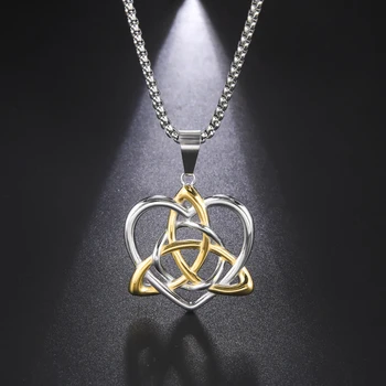 Dawapara Triquetra Trinity Love Knot Сердце Бесконечность Кулон Ирландский Кельтский Узел Ожерелье Знак Мира Ювелирные Изделия Из Нержавеющей Стали