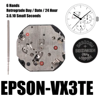 EPSON-VX3TE Многофункциональный кварцевый механизм серии VX3TE | VX3 Размер: 10 1/2 