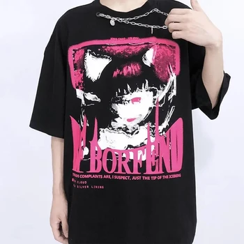 Harajuku Аниме tide брендовая футболка в стиле хип-хоп, летняя уличная футболка в готическом стиле, мужская рубашка с короткими рукавами, пояс, ожерелье, женские Топы