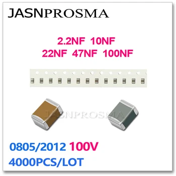 JASNPROSMA 4000PCS 0805 2012 X7R RoHS 10% 2.2NF 10NF 22NF 47NF 100NF 222 103 223 473 104 K 100V Высококачественный Конденсатор 0.1МКФ