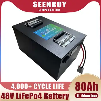 SEENRUY 48V LiFePO4 Battery 80AH 51,2v Lifepo4 Cell 48v Литий-Железо-Фосфатная Батарея Для Солнечной Системы С Зарядным Устройством 10A