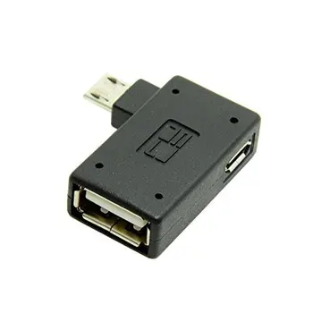 USB-Адаптер Micro USB 2.0 OTG Host Adapter под Углом 90 Градусов с USB-питанием для Мобильных Телефонов и Планшетов Galaxy S3 S4 S5 Note2 Note3