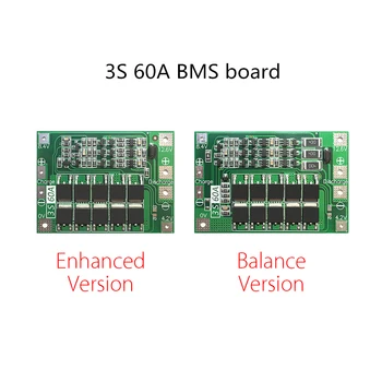 Баланс 3S 60A плата BMS/Литий-ионная плата защиты аккумулятора 12,6 V 18650 BMS PCM для литий-ионного аккумулятора/Зарядного устройства 18650