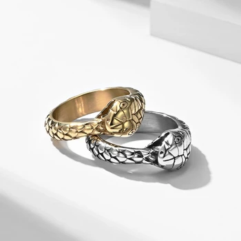 Винтажное кольцо со змеей в стиле Викинг, Панк, Нержавеющая сталь, мужские и женские модные кольца с животными, Байкерские украшения, подарки Оптом