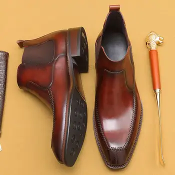 Высококачественные мужские кожаные ботинки; Роскошные мужские ботинки 