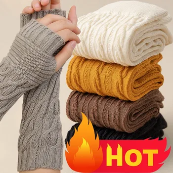 Вязаные шерстяные перчатки для девочек, мужские теплые перчатки для улицы, защищающие от холода, Однотонные Модные женские варежки в стиле ретро, Зимние аксессуары