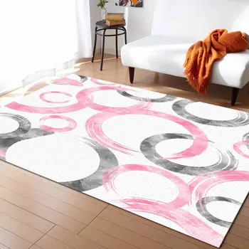 Геометрическая кисть Круг Розово-серый Коврик для пола в гостиной Детская спальня Прикроватный ковер Кухонная дверь