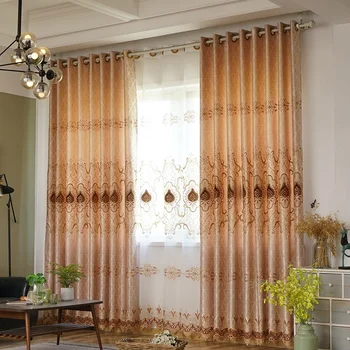 дешевая оптовая продажа роскошных прозрачных штор с цветочной вышивкой для гостиной спальни