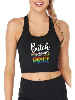 Дизайн Butch Lesbian Pride Дышащие Облегающие Кроп-топы Лесбиянок, Бисексуалов, Транс-Геев, Би Прайд, Подарок На Месяц, Майка, Летний Камзол