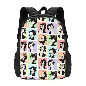 Доска настроения: Модный рисунок Фигаро, Дорожный ноутбук, школьный рюкзак, сумка, котенок Фигаро, Черная кошка, винтажная анимация