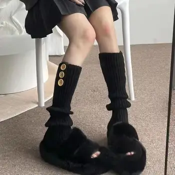Женская 1 пара Популярных эластичных гетр в японском стиле, зимние вязаные носки с ворсом, все для вечеринки