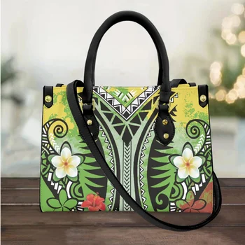 Женская модная сумка-тоут с полинезийским принтом, цветок Гибискуса, фирменный дизайн, Кожаная сумочка, Женский клатч для вечеринок, работы, поездок на работу.