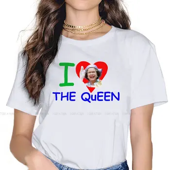 Женская футболка Elizabeth II I Love The Queen, женские топы, графические забавные футболки, женская футболка размера оверсайз 4XL