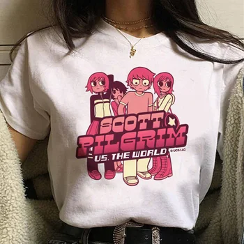 Женская футболка с рисунком манги Scott Pilgrim, графическая одежда для девочек