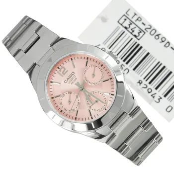 Женские классические часы Casio LTP-2069D-4A с розовым стальным ремешком, водонепроницаемые часы длиной 50 м