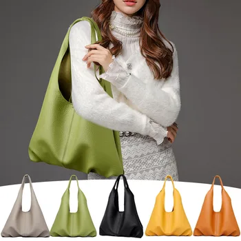 Женские однотонные повседневные сумки большой емкости, Роскошная сумка через плечо из мягкой кожи, женская уникальная портативная сумка для покупок