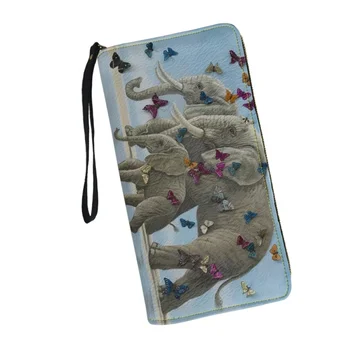 Женский браслет-кошелек Belidome Elephant Butterfly Из мягкой Кожи с застежкой-молнией, Длинный кошелек с RFID-Защитой, Держатель для карт, Клатч-Органайзер