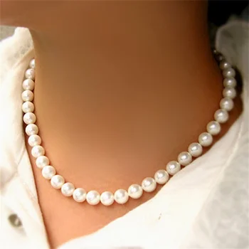 Женское ожерелье-цепочка с имитацией жемчуга в стиле ретро, Классическая акриловая бусина, колье-цепочка для ключиц, женские ювелирные аксессуары