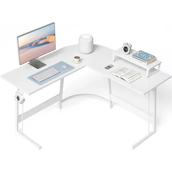 Игровой стол CubiCubi L-образной формы, компьютерный офисный стол, 47-дюймовый угловой стол с большой подставкой для монитора для домашнего офиса