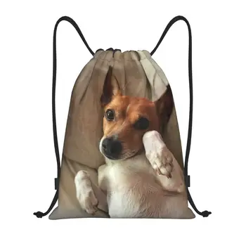 Изготовленные на заказ забавные сумки с завязками в стиле Джек-Рассел-терьера, женские мужские легкие сумки для любителей собак, спортивный рюкзак для хранения в спортзале