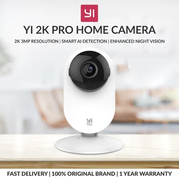 Интеллектуальное обнаружение домашней камеры безопасности YI Pro 2K, улучшенное облачное хранилище ночного видения и SD-карта, работа с Alexa и Google Assistant