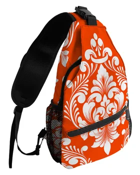 Классические роскошные винтажные дамасские оранжевые нагрудные сумки для женщин, мужские водонепроницаемые сумки-мессенджеры, спортивная сумка через плечо на одно плечо