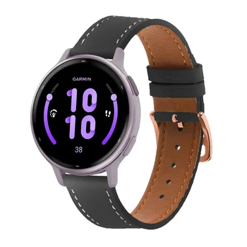 Кожаный Ремешок Для Смарт-часов Garmin Vivoactive 5 3 Venu Sq 2 Plus Шириной 20 мм Ремешок Для Samsung Galaxy Watch 6 5 4 Браслет