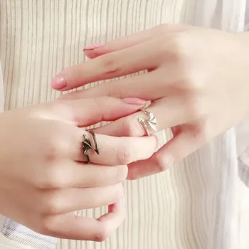 Кольцо ангела-демона, открывающее кольцо для пары, подарочное креативное модное унисекс черно-белое кольцо с крыльями.