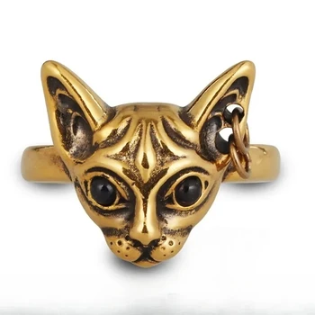 Кольцо цвета черного золота с безволосым кошачьим взглядом, дизайн кольца продвинутый и персонализированный, модный и универсальный, дарит друзьям подарки