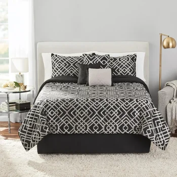 Комплект одеял Glen Geometric из 7 предметов черного и золотого цветов, комплект постельного белья, королевское стеганое одеяло, комплекты постельного белья для спальни