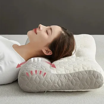 Комфортная подушка для сна, домашняя Мягкая подушка с эффектом памяти, высокая подушка с массажными гранулами, защищающая шейку матки
