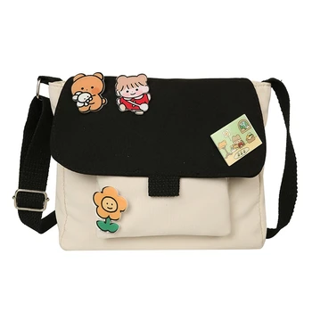 Корейская милая маленькая сумка Soft Sister Girl Heart, Мягкая милая Студенческая сумка через плечо, Японская сумка-мессенджер Harajuku, Женская черная