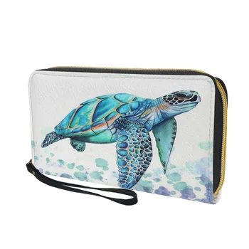 Кошелек Belidome Sea Turtle для женщин, кожаный, с RFID-блокировкой, на молнии, держатель для карт, Органайзер, Женский дорожный клатч, браслет