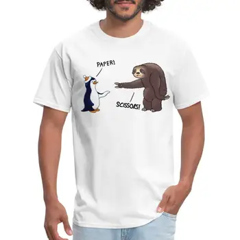 Ленивец и пингвин Камень Ножницы-бумага Мужская футболка с длинными рукавами