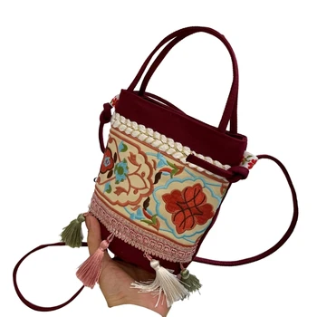 Летняя сумка через плечо с вышивкой 4XFF в этническом стиле, сумка через плечо для женщин и девочек