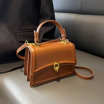 Маленькие кожаные сумки через плечо с клапаном для женщин 2023, последняя тенденция, дизайнерские маленькие сумки в стиле ретро, модная женская сумка через плечо