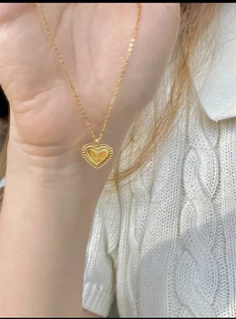 Милое вращающееся ожерелье с подвеской в виде сердца Любви, из нержавеющей стали, Позолоченное Ювелирное изделие, Подарок для подруг, девушек