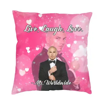 Мистер Мир Говорит Жить Смеяться любить Розовый чехол для подушки Pitbull Velvet Роскошные подушки Чехол для автомобильного дивана Декоративные наволочки