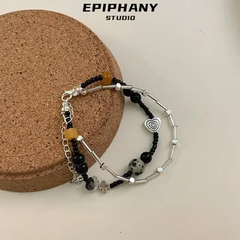 Многослойные браслеты из хрустальных бусин, модный креативный браслет, женская Модная многослойная цепочка, ювелирные изделия с серебряным покрытием, Шарм