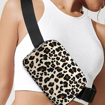 Модная Леопардовая женская поясная сумка, женские кошельки для телефонов, женские сумки через плечо с широким нагрудным ремнем, небольшие пакеты