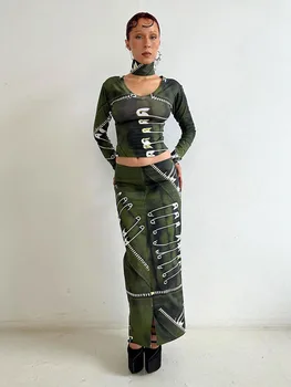 Модная осенне-зимняя женская одежда, костюм с мини-юбкой, топы с круглым вырезом и длинными рукавами в стиле Spice Girls